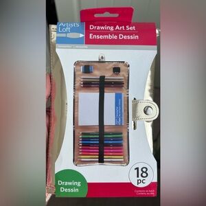 Artist's Loft Drawing Art Set 18 pieces in gold folding case
